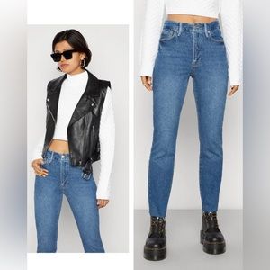 Good American Good Classic Raw Hem jean High Waist Slim Straight Leg size 27